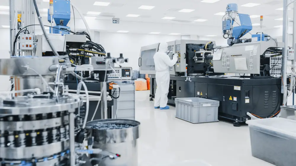 Research and testing laboratory with scientists conducting experiments and analyzing data